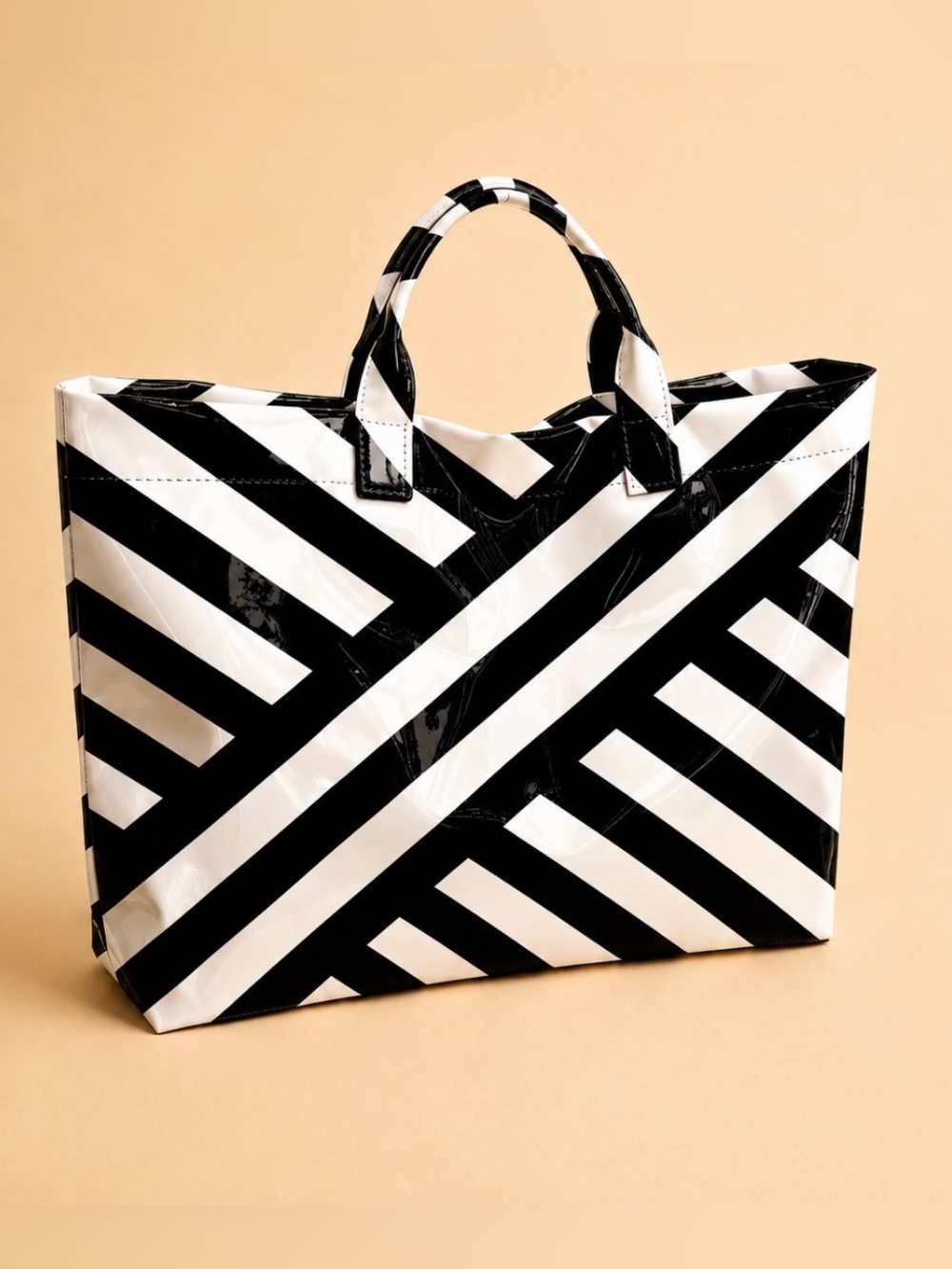 Black & White Stripe Tote Bag - Contemporary Women's Bag